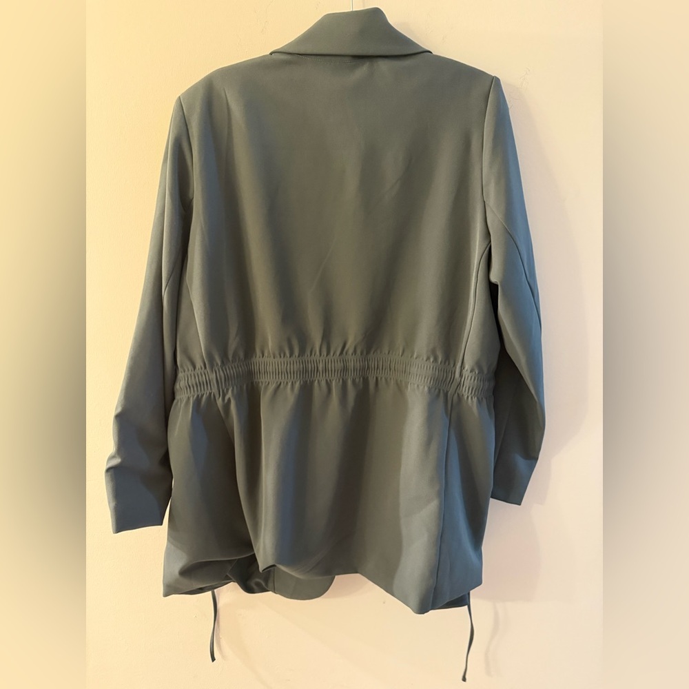 Athleta Blazer Womens Sz 20 Endless Primatwill Jacket Sage Green Open Tie Front - Picture 2 of 4